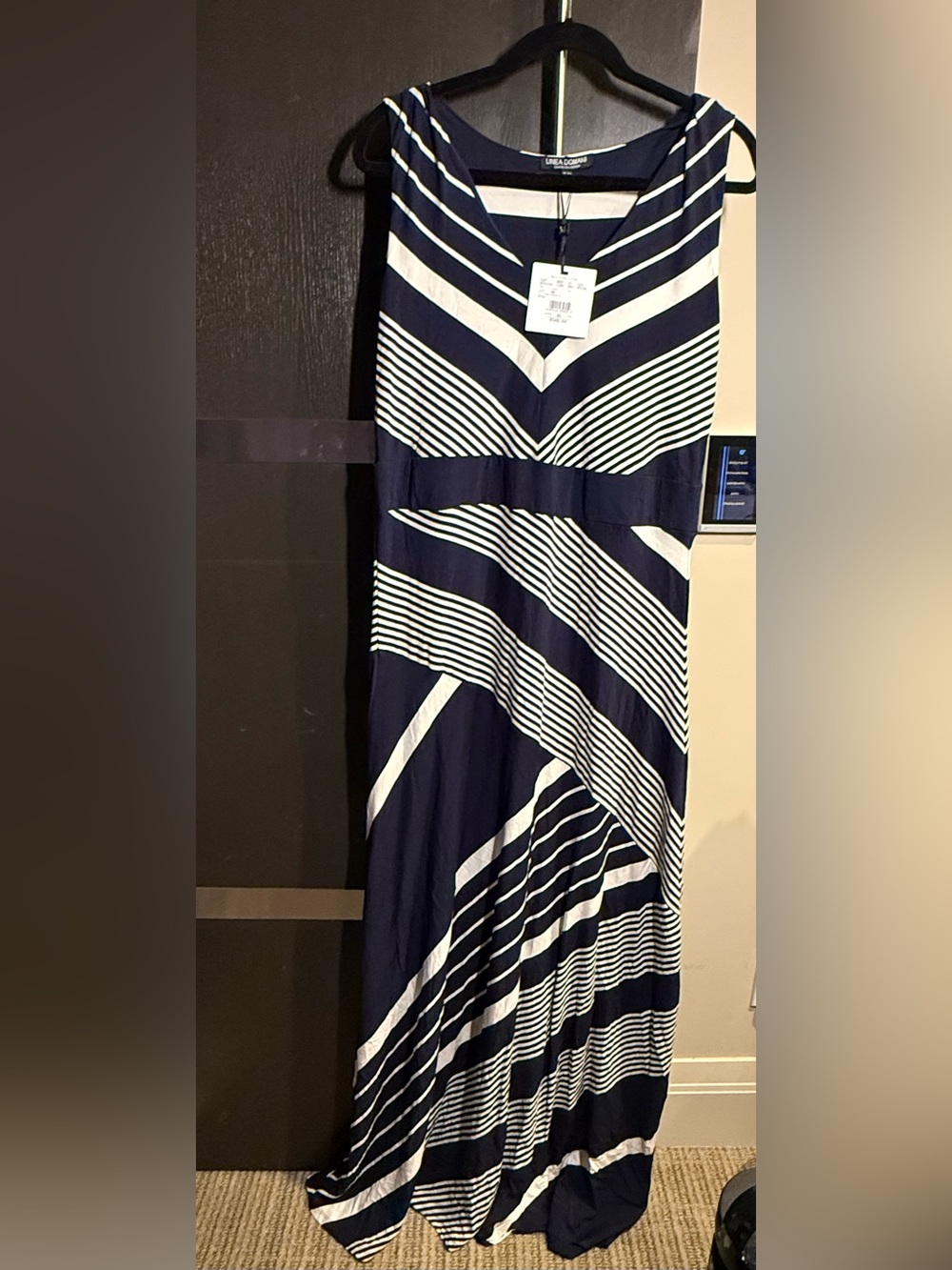 Navy & White Striped Maxi Dress